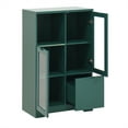 thumbnail image 3 of M optimized Modern Floor Cabinet wth 2 Glass Doors & 2 Storage Spaces, Freestanding Storage Cabinet with Adjustable Shelves for Bathroom Living Room Entryway, 3 of 9