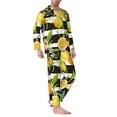 thumbnail image 2 of Naloa Orange and Lemon Men’s Pajamas Set - Long Sleeve Button Down Sleep Shirt and Pajama Bottoms Sleepwear Set-Small, 2 of 7