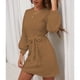 thumbnail image 3 of Vestido cruzado, vestido de manga larga para mujer, vestido de cuello redondo, diseño fácil de usar, 3 of 6