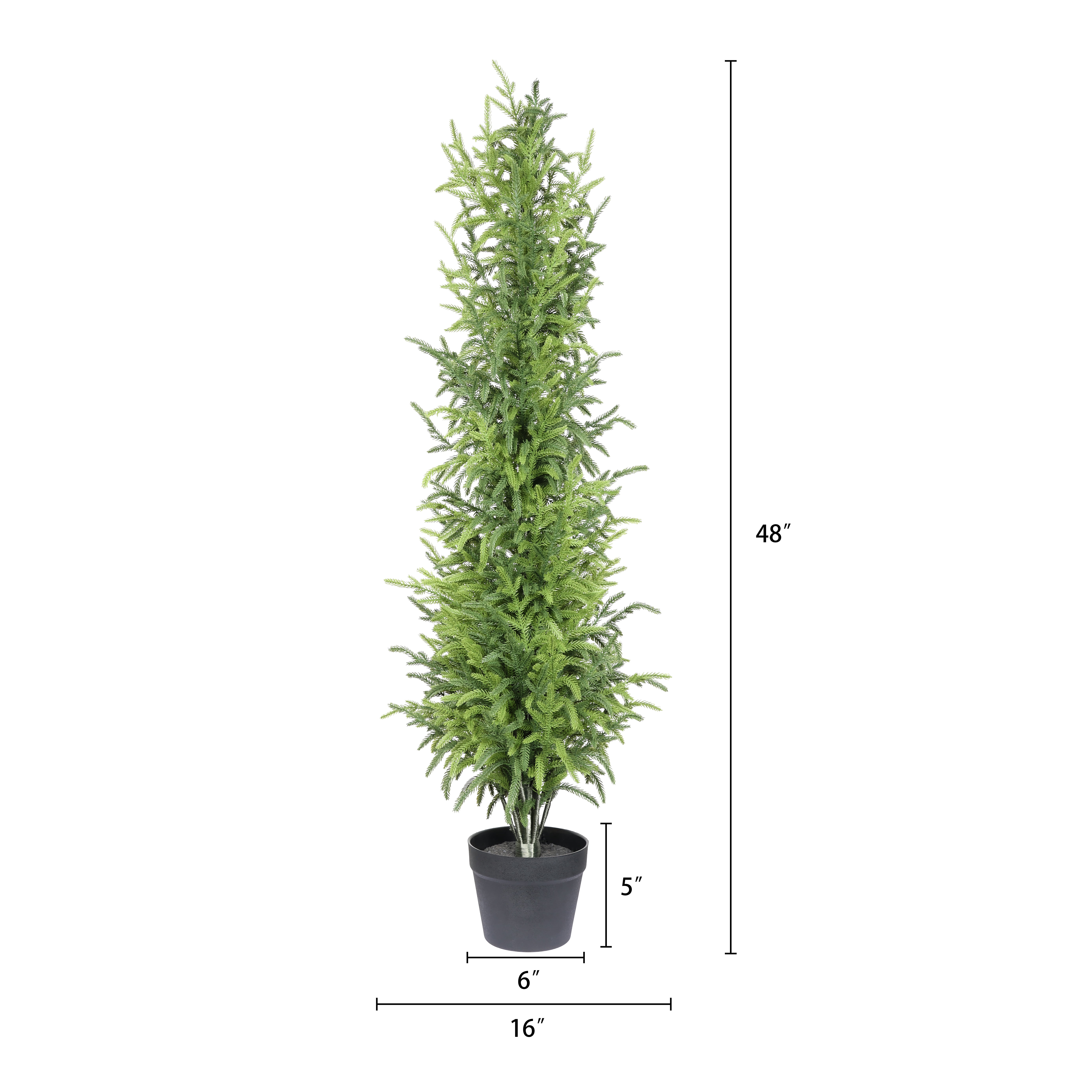 4ft Artificial Real Touch Pine Tree with Black Plastic Pot,Faux Plants Indoor Outdoor Decor,Silk Plants for Home Decor Office,Set of 1