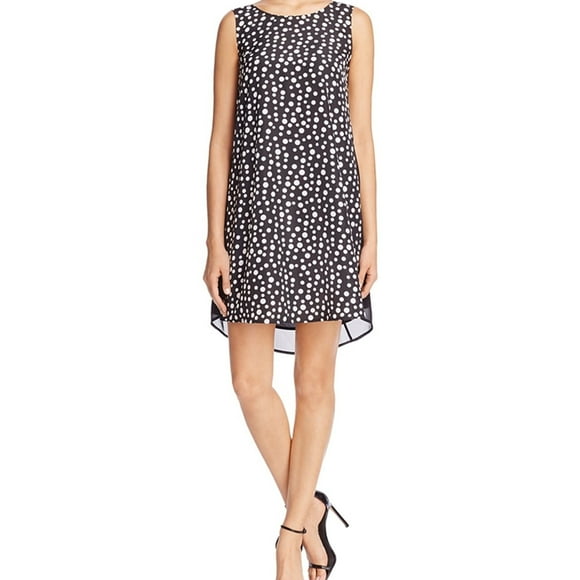 Finity Womens Polka Dot Shift Dress, Negro, 8