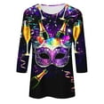 thumbnail image 5 of QATAINLAV Sales Today Mardi Gras Shirts for Women Carnival Party Tunic Blouses 3/4 Sleeve 3D Print Casual Fashion Shirts Tops Multicolor XL, 5 of 6