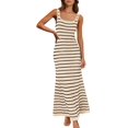 thumbnail image 1 of Vestido largo MEROKEETY 2025 sin mangas a rayas de verano para mujer, 1 of 7