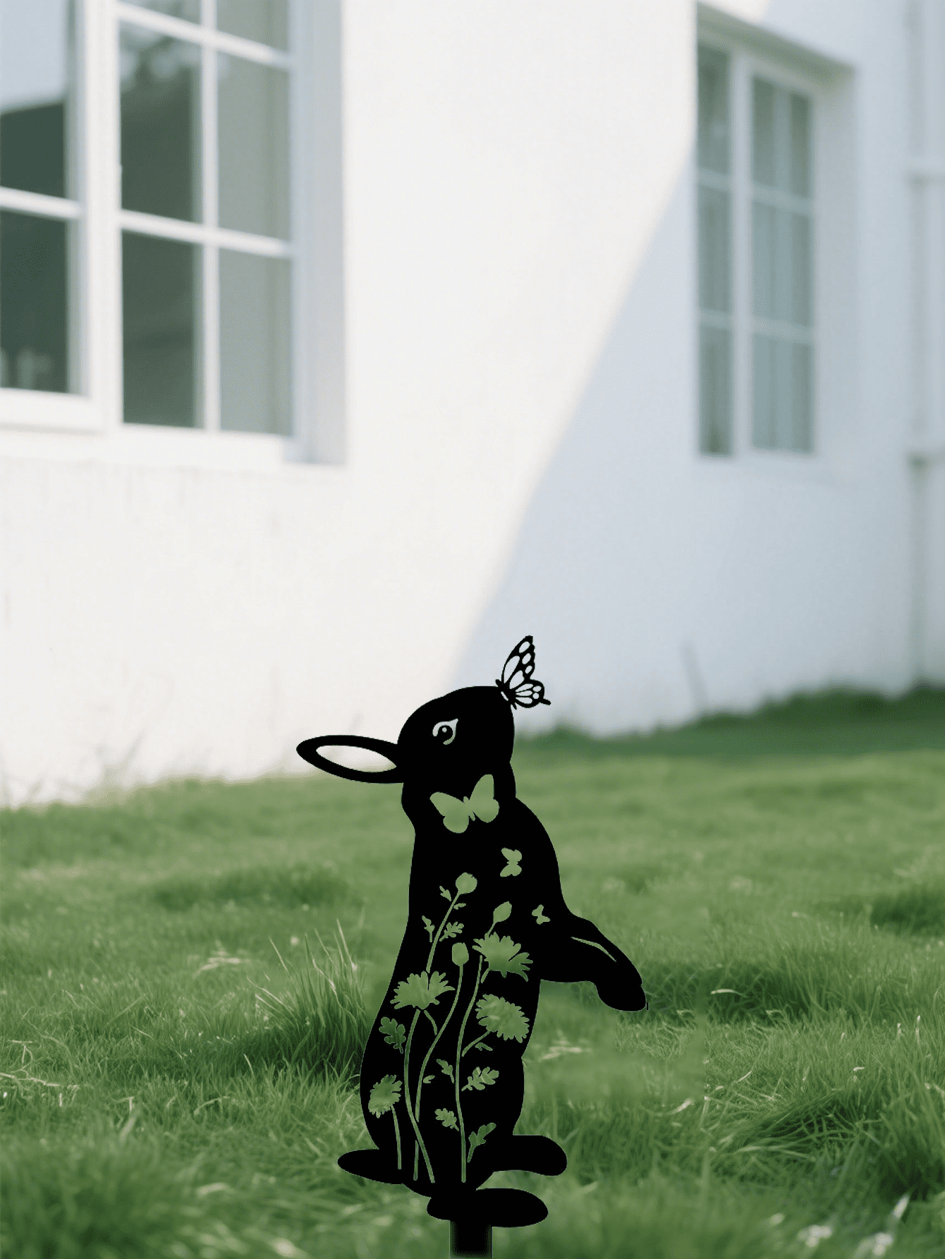 1 Pcs Rabbit Metal Garden Stake & Wall Sculpture - Outdoor Decorative Rabbit Statue, Cute Animal Silhouette Yard Art for Yard Art, Outside, Patio, Outdoor Decor, Garden Decorations, Lawn Ornaments
