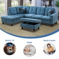 thumbnail image 2 of Aukfa 103" Sectional Sofa with Storage Ottoman, L Shape Couch for Living Room, Left Facing Chaise, Flannel, Blue, 2 of 11