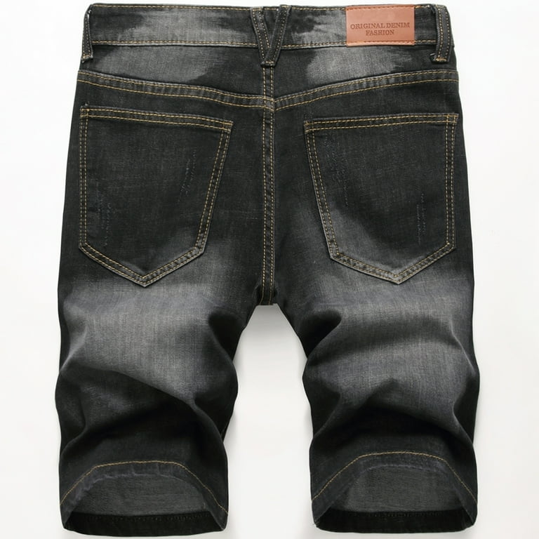 LZLER Men s Ripped Denim Shorts Stretch Black Jean Shorts with Comfortable Fabric and Classic 5 Pocket Style Walmart