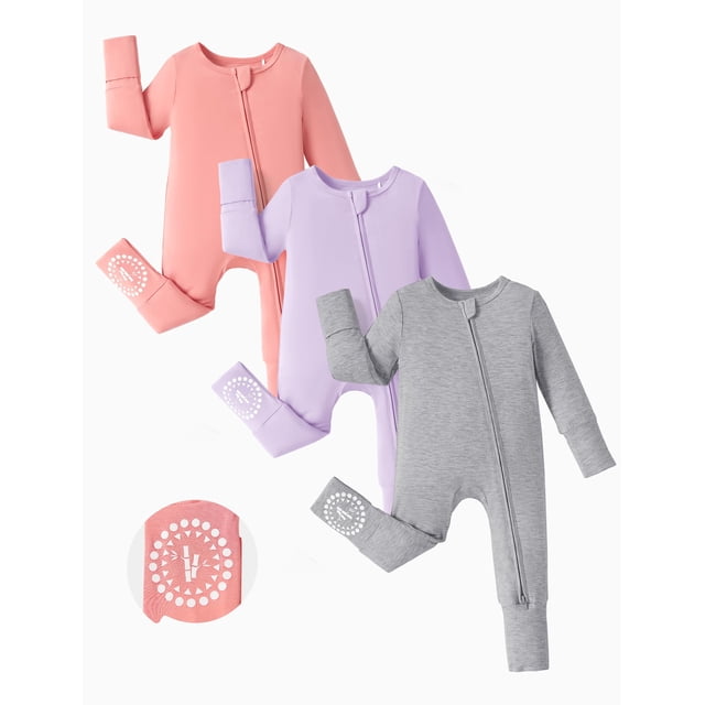 Pijamas para Bebé PATPAT de Bambú con Cierre Bidireccional Antideslizantes 2 Pares