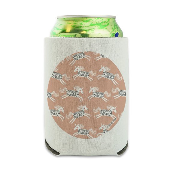 Prancing Unicorns Can Cooler - Drink Sleeve Hugger Collapsible Insulator - Beverage Insulated Holder