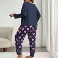 thumbnail image 5 of Gamivast Pajamas for Women Plus Size Heart Print Long Sleeve Crew Neck Shirts 2 Piece Pj Set Comfy Loose Long Pants Lounge Wear Valentine's Day Outfits, 5 of 6