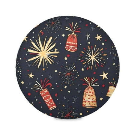 

Round Plate Mat 15.4x15.4 Inchesx1 Placemat Table Mat Kitchen Mat Coffee Mat Fabric Thick Strong Wear-Resistant Heat Resistance New Year Pattern