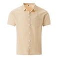 thumbnail image 3 of Men's Short Sleeve Shirts Lapel Button Down Solid Color Short Sleeve Lightweight Hawaiianss Short Sleeve T Shirt Summer Shirts Men, 3 of 5