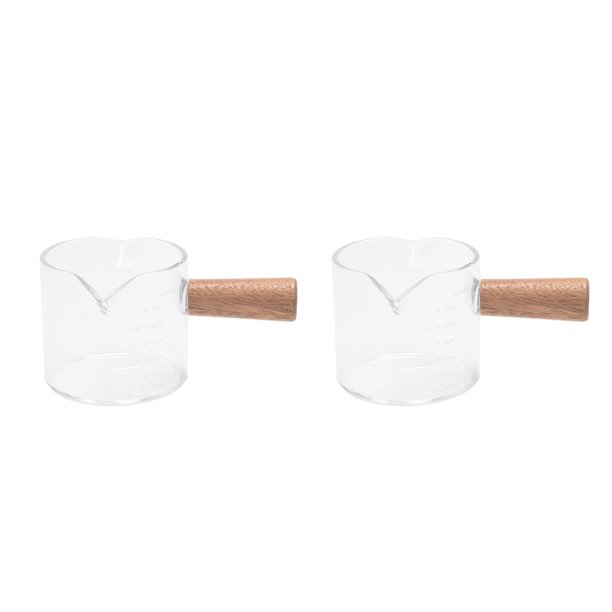 2 Unidades de Vasos Chupito Espresso con Boquillas Dobles, Medidores Vidrio para Espresso, Utensilios Cocina Manejar Madera Café Leche, 75 Ml