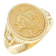 10k Solid Yellow Gold Zodiac CZ Ring - Taurus