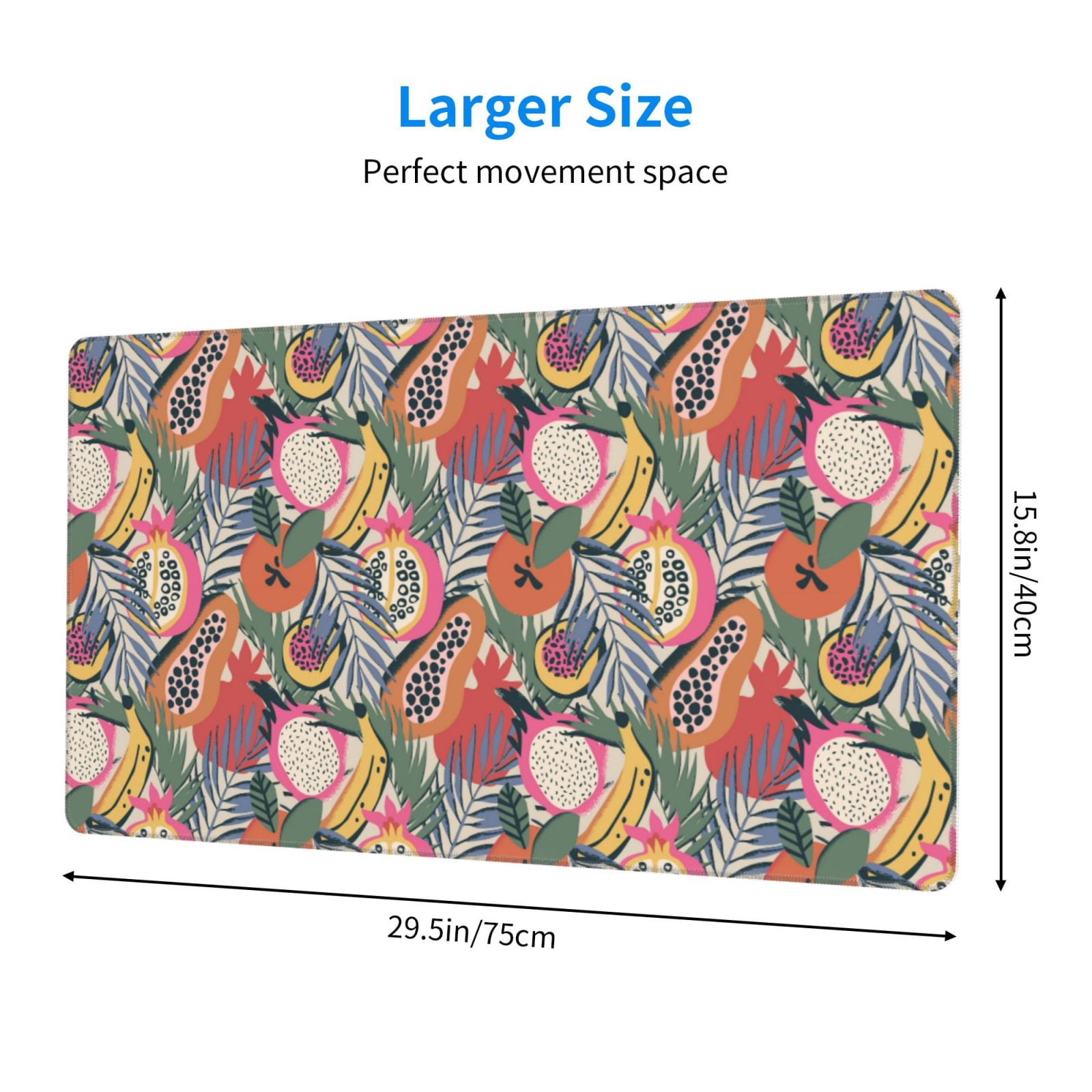 Kdxio Tropical Fruit Print Large Gaming Mouse Pad,Non-Slip Base,Water Resist Keyboard Pad for Gamer,Office & Home,29.5 x 15.8 in