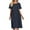 Blue, variant on WIZUTIZ Casual Summer Dresses for Women Casual Plus Size with Pockets Smocked Solid Shift Dress Short Sleeve Crew Neck Vacation Dress for Ladies Midi Dress Stretchy Dress Blue