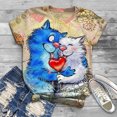 thumbnail image 2 of Pntutb moda adulta mujer cuello redondo manga corta tops camiseta estampados sueltos cortos Pntutb Pntutb-6978, 2 of 3