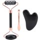 thumbnail image 1 of Masajeador de rodillo de germanio Facial, tabla de raspado Gua Sha, juego de cuchara para crema de ojos, 1 of 5