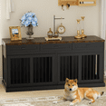 thumbnail image 6 of QUNTTINA 70.86'' Large Wooden Dog Cage, Safe & Comfortable 2-Door for 2 Dogs, 6 of 10