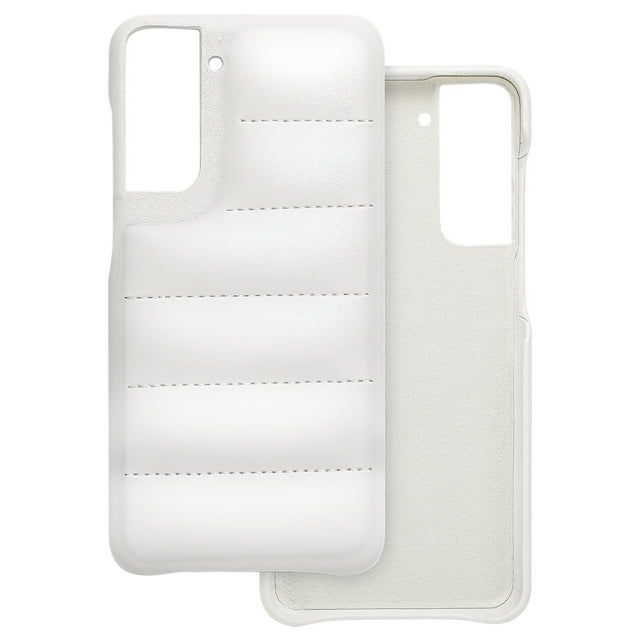 Hot Off for Samsung Galaxy S21 Ultra Case, Nappa Leather Puffer Phone Case Galaxy S21 Ultra Case [Full Body Protection] [Non-Slip] Shockproof Protective Phone Case, White for Galaxy S21 Ultra