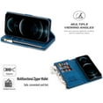 thumbnail image 4 of Wallet Case for iPhone 12 Pro Max 6.7 inch, Vintage Premium PU Leather Cover Flip Case with Card Slots Magnetic Closure Zipper Pocket Kickstand Handbag with Hand Strap - Diamond Blue, 4 of 17