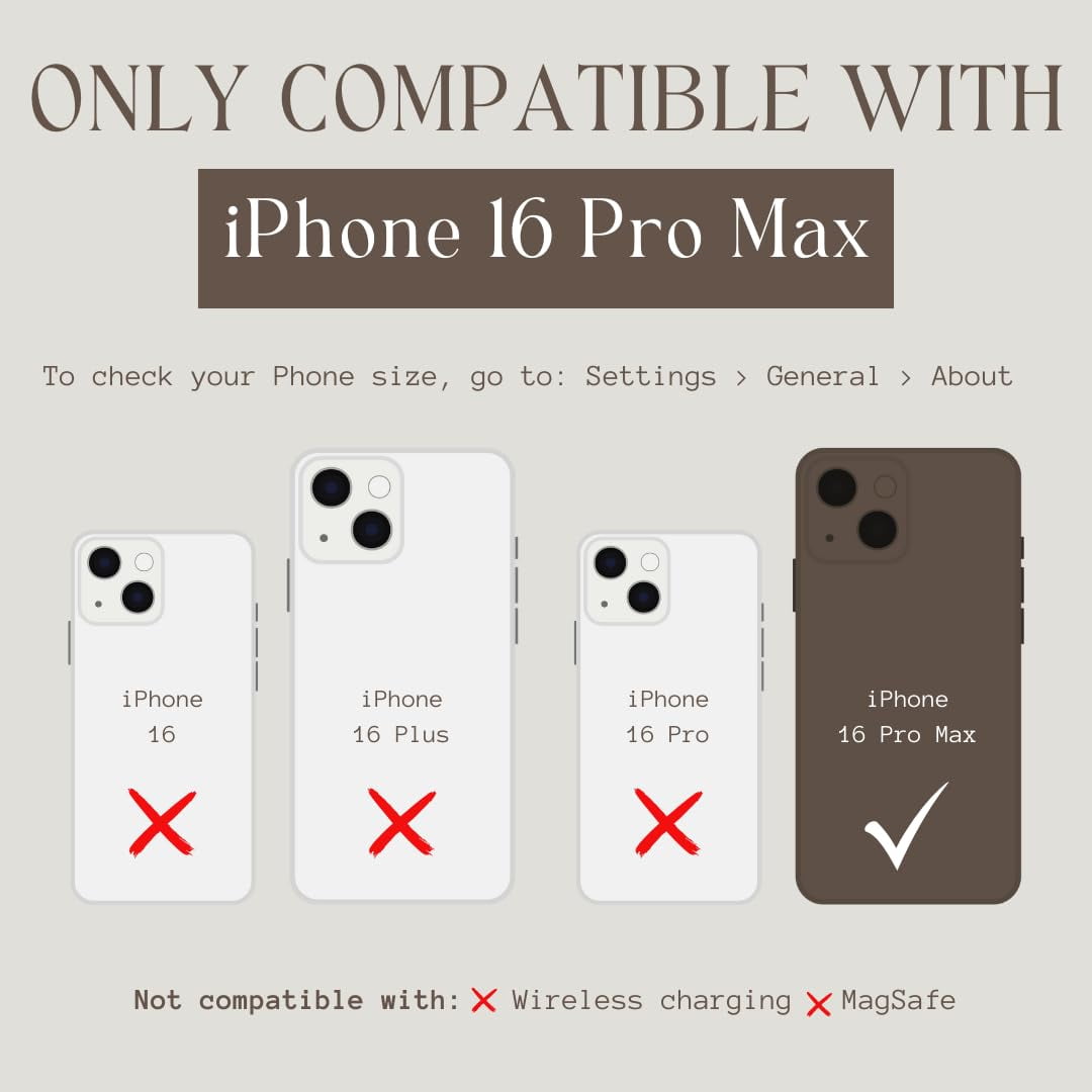 Walli Cases for iPhone 16 Pro Max Case Aesthetic Magnetic Wallet Phone Case Card Holder,Holds up to 2 Cards - Cute, Trendy Phone Cover for Women fits iPhone 16 Pro Max, with Kickstand & Finger Strap