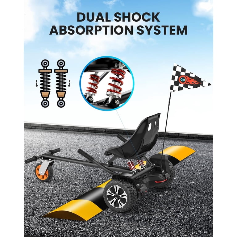 GYROOR K2 Hoverboard Go Kart Attachment, Adjustable Frame, Shock