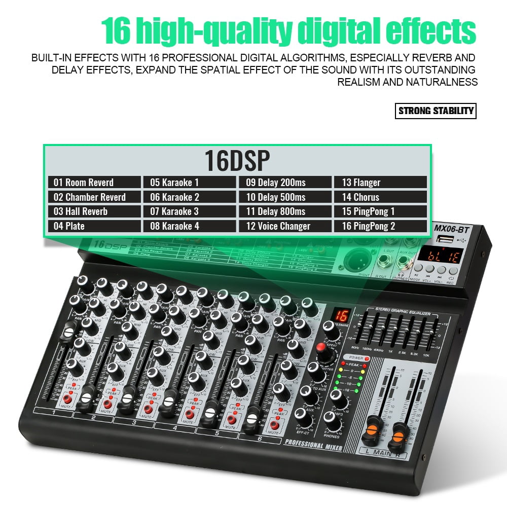 2Pcs Professional 4-6-Channel Mixer with USB MP3 Player Mixing Console Of DJ Console Mixer