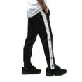 thumbnail image 3 of Ma Croix Mens Stripe Track Pants with Button Accent Casual Stretch Slim Fit, 3 of 8