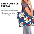 thumbnail image 2 of Pofeuu Daisies With Ladybugs Print Reusable Grocery Bags - Washable, Foldable, Packable Tote, Large Handles, Heavy Duty, Zippered Top Pouch, 2 of 8