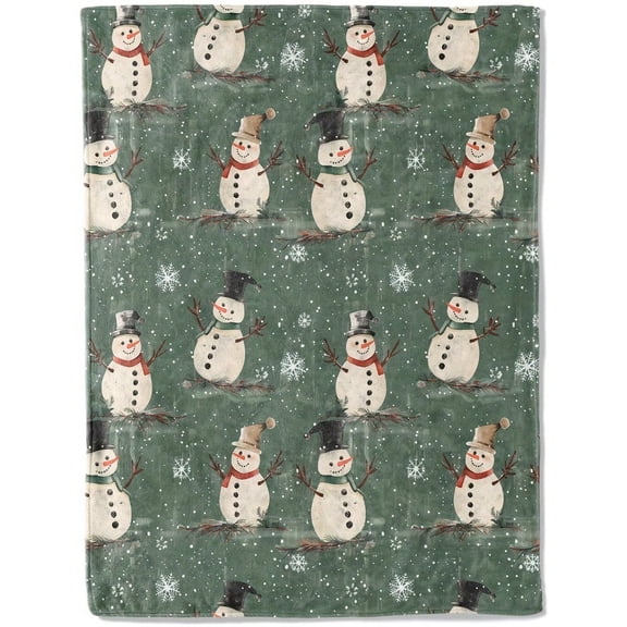 HELLOYOUNG Plush Snowman Throw Blanket, Soft Lightweight All-Season Couch Bed Accent, Cozy Gift for Home