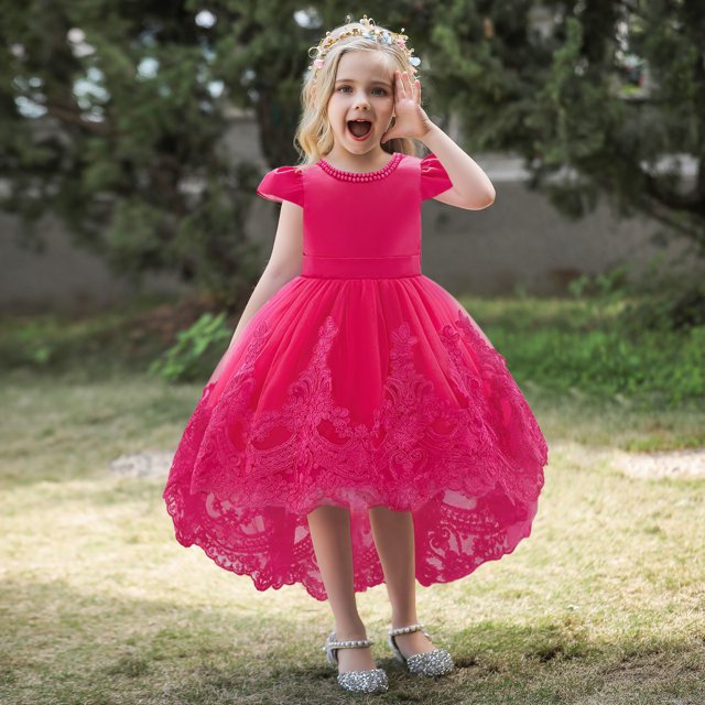 Vestido para niños Vestido para niñas Vestido con cola lavada Vestido para bebé de un año