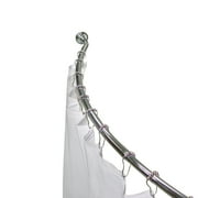 Teamson Home 3 In 1 Bathroom Shower Curtain, Rod & Hook Set Curved 9859