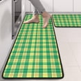 thumbnail image 2 of Kitchen Rugs Sets Of 2,Green Yellow Checkerboard Checkered Pattern Anti Fatigue Kitchen Mat Rugs Non Slip Washable,Decorative Kitchen Floor Mats for Kitchen,Sink,Laundry,17"x47"+17"x47", 2 of 5