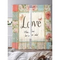 thumbnail image 3 of Sheer Curtain Panels Retro Love Rod Pocket Voile Window Curtains Rose Butterfly Flower Window Treatments Ligh Filtering Privacy Curtain Drapes for Bedroom Living Room 2 Panel Set 96 Inch Length,, 3 of 9