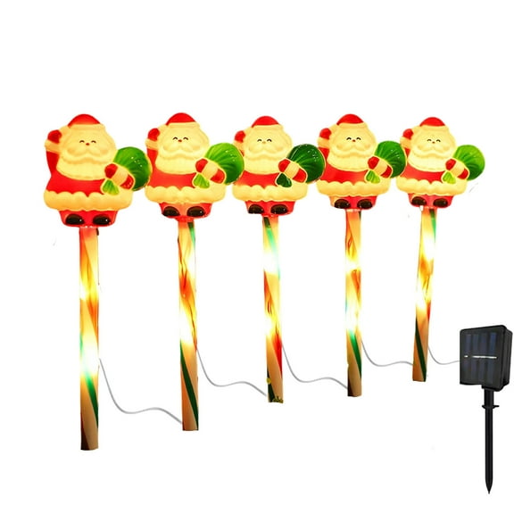 PuSpu Christmas Solar Ground Lights 41cm Red Blue Plastic IP44 Waterproof Pathway Lawn Stake Decor for Winter Holiday Outdoor Ambiance Lighting