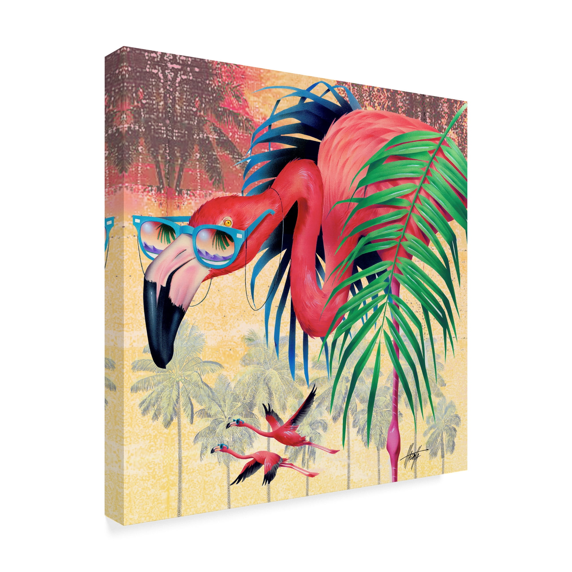 Trademark Fine Art 'Cool Flamingoes' Canvas Art by James Mazzotta