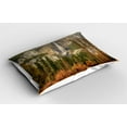 thumbnail image 2 of Ambesonne Nature Pillow Sham 2 Pack, Yosemite Falls Trees, 30"x20", Orange Green, 2 of 3