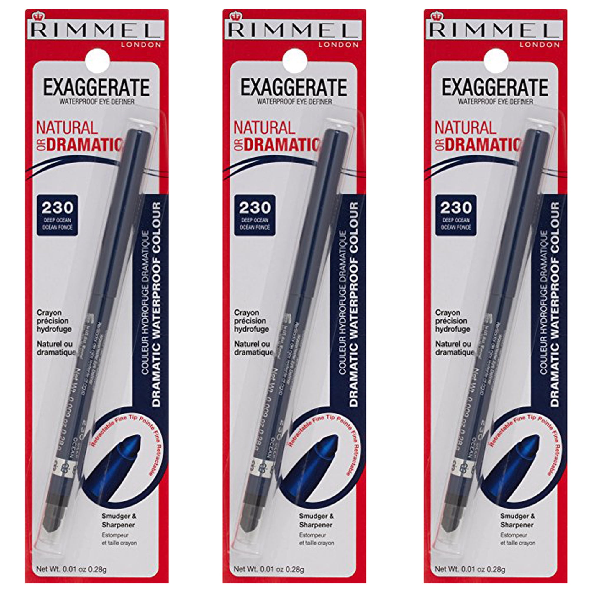 (3 Pack) Rimmel Exaggerate Eye Definer Deep Ocean 0.009 Ounces