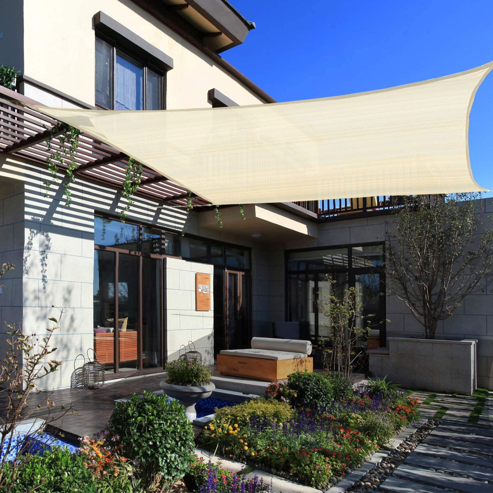 Efavormart 16FT x 20FT Rectangle Sun Shade Sail, UV Block Canopy For