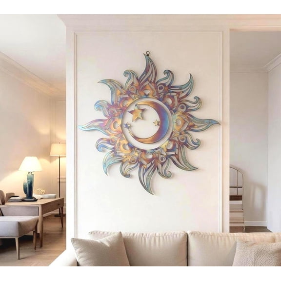 Sun Metal Wall Art with Sunburst Design, Outdoor Decorative Wall Decor