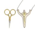thumbnail image 1 of Stainless Steel Sharp Tip Sewing Snips Thread Cutter Safety Scissors with Sheath Chain (Gold), 1 of 5