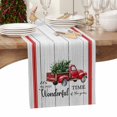 thumbnail image 6 of Christmas Cotton Linen Table Runner for Dining Kitchen, Xmas Truck Tree Snowflake Red Striped Retro Wedding Outdoor Party Tablerunners Decoration, Dresser Scarf Coffee Tablecloth Runners 13x36 Inches, 6 of 9