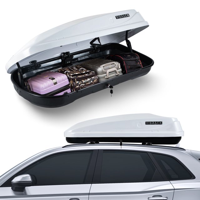 13 ft³ Rooftop Cargo Box Luggage Carrier w/2 Keys,2Side Open Easy Install,White