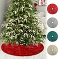 thumbnail image 7 of Christmas Tree Skirt, Holiday Decorations, Velvet Fringed Christmas Tree Skirt for Halloween and Christmas Party Atmosphere, Red Beige Gray Green 35.43 Inch Round Tree Bottom Cover, 7 of 7