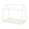 thumbnail image 5 of Harper & Bright Designs Twin Size Wooden House Bed with Roof, House Bed Frame Twin Size Floor Bed, Poppy House Wood Bed, Platform Bed, Can Be Decorated for Girls, Boys, White, 5 of 12