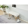 thumbnail image 5 of Teddy Fabric Upholstered Storage Bench with Shelf, Modern Entryway Shoe Bench with Sturdy Metal Legs for Bedroom, Living Room, Dining Area, 300 LB Capacity in Linen White Finish, 5 of 9