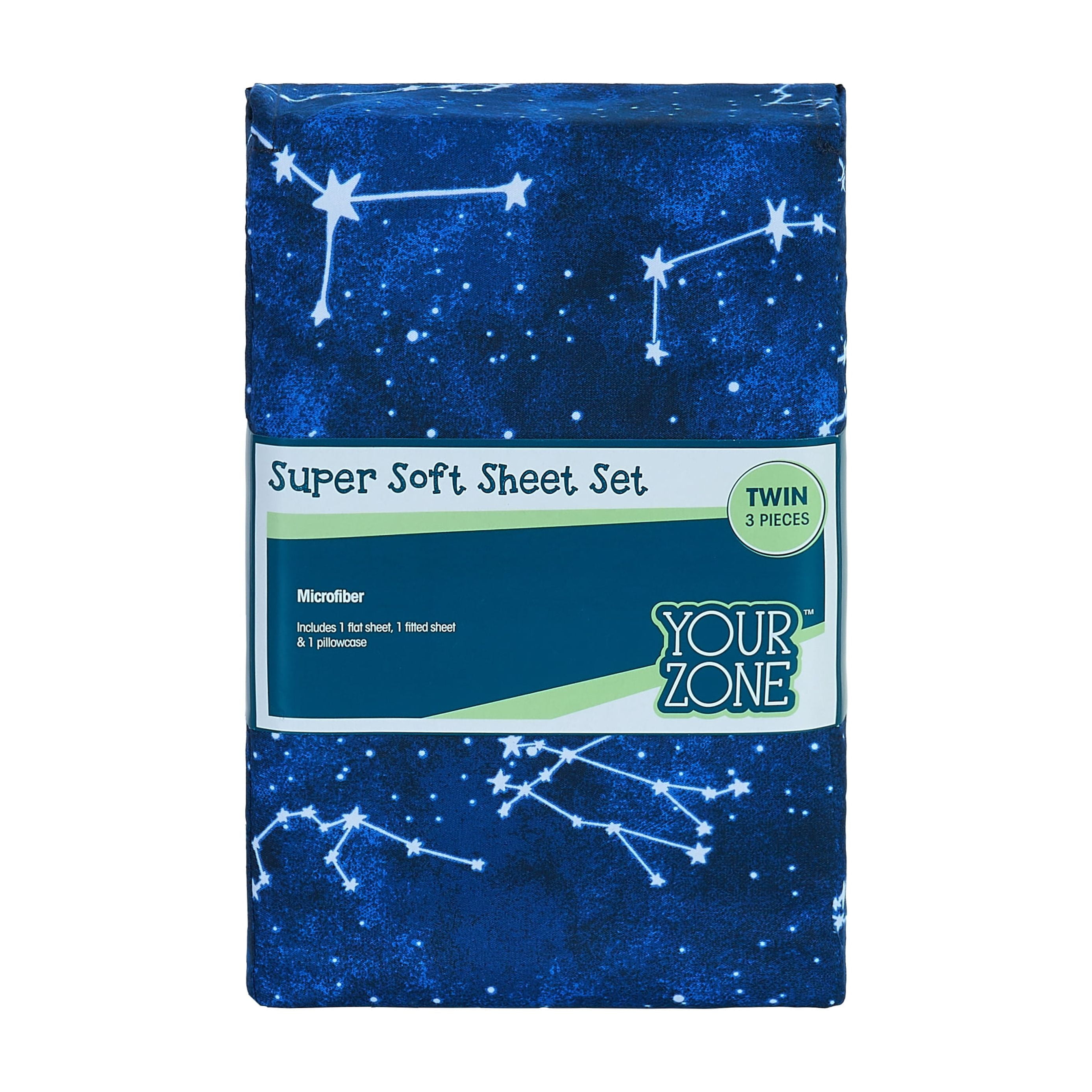Your Zone Kids Microfiber Sheet Set, Blue Stars, Twin, 3 Piece