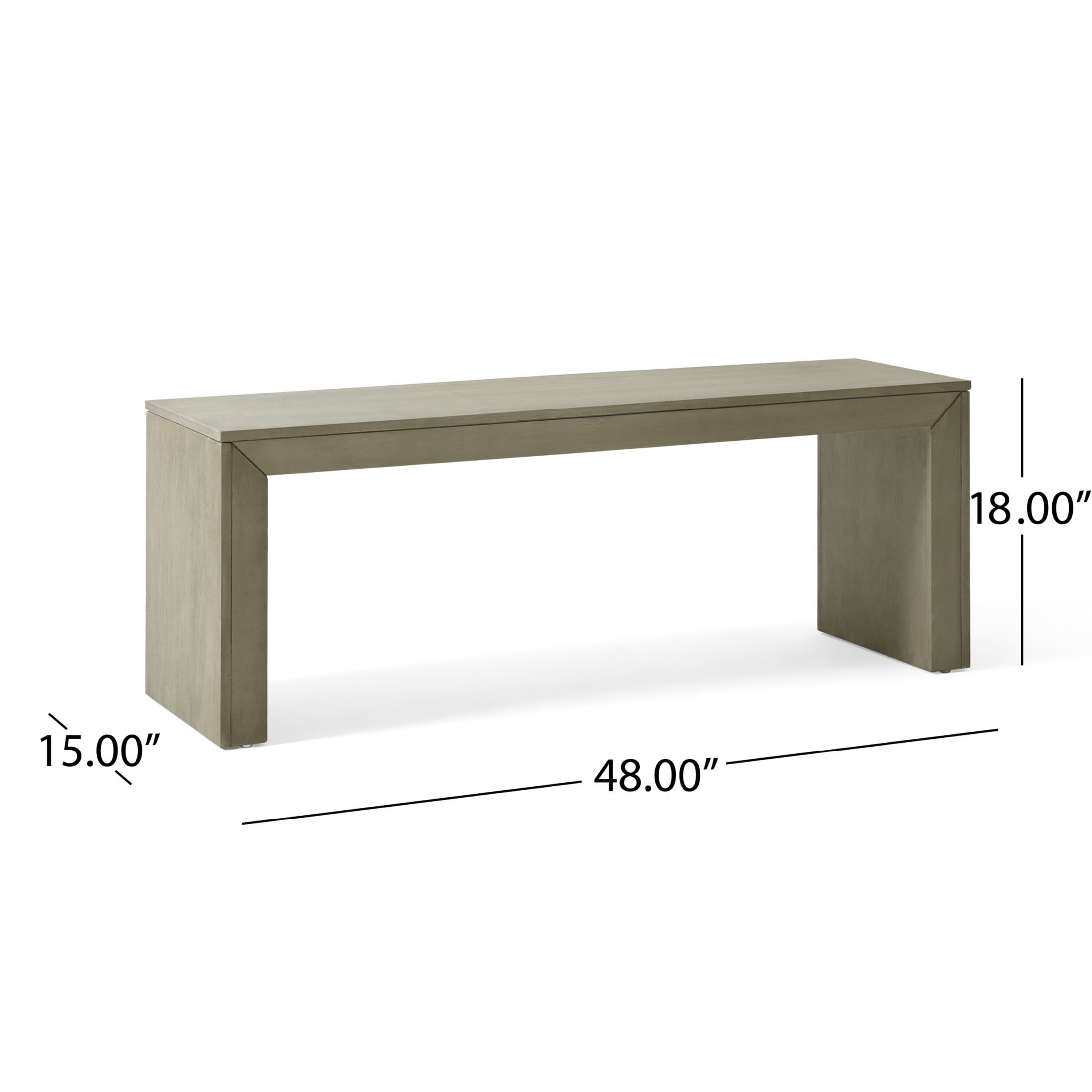 Christopher Knight Home 48" Farmhouse Dining Bench, Solid Acacia Wood Rustic Entryway Bench, Light Gray Oak