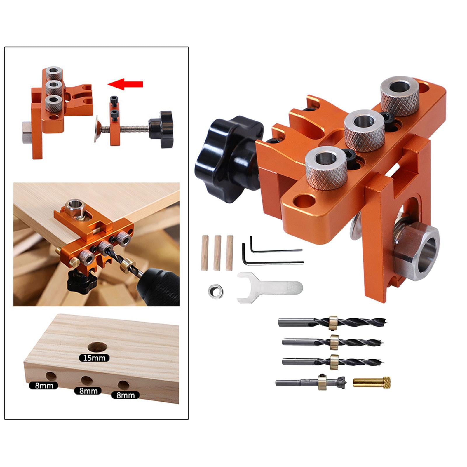 Nishiyuenyi Doweling Jig Kits Dowel Drill Joinery 3 in 1 Pocket Hole Bit Aluminum Alloy Wood