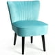 thumbnail image 5 of Costway Juego de 2 Sillas de Acento de Terciopelo, Silla Moderna con Patas de Madera y Almohadillas Antideslizantes, Respaldo Ergonómico y Asiento Ancho, Juego de 2 Sillas Tapizadas,Turquesa, 5 of 6